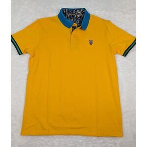 Mad Chuck Golf Polo Shirt Men's M Yellow Pima Cotton Lightweight Preppy Colorful